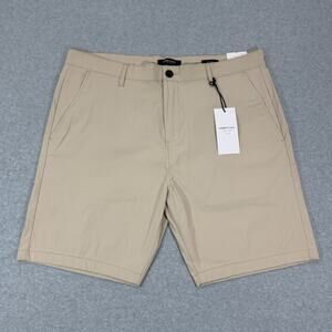 Kenneth Cole Mens 38x8 Slim Fit Tech Shorts Classic Khaki Stretch Flat Front NWT